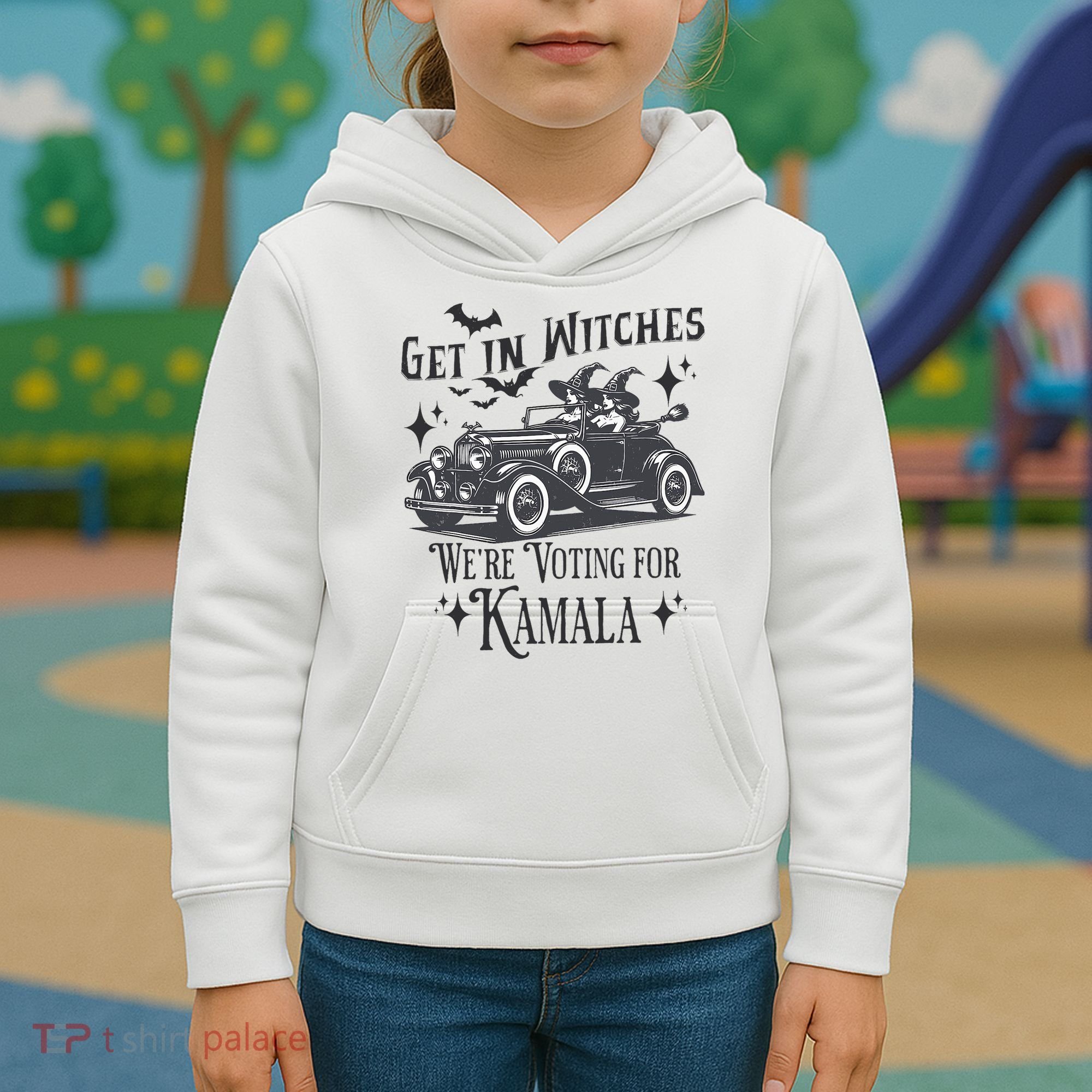 Get In Witches WeRe Voting For Kamala Halloween Harris Kids Hoodie
