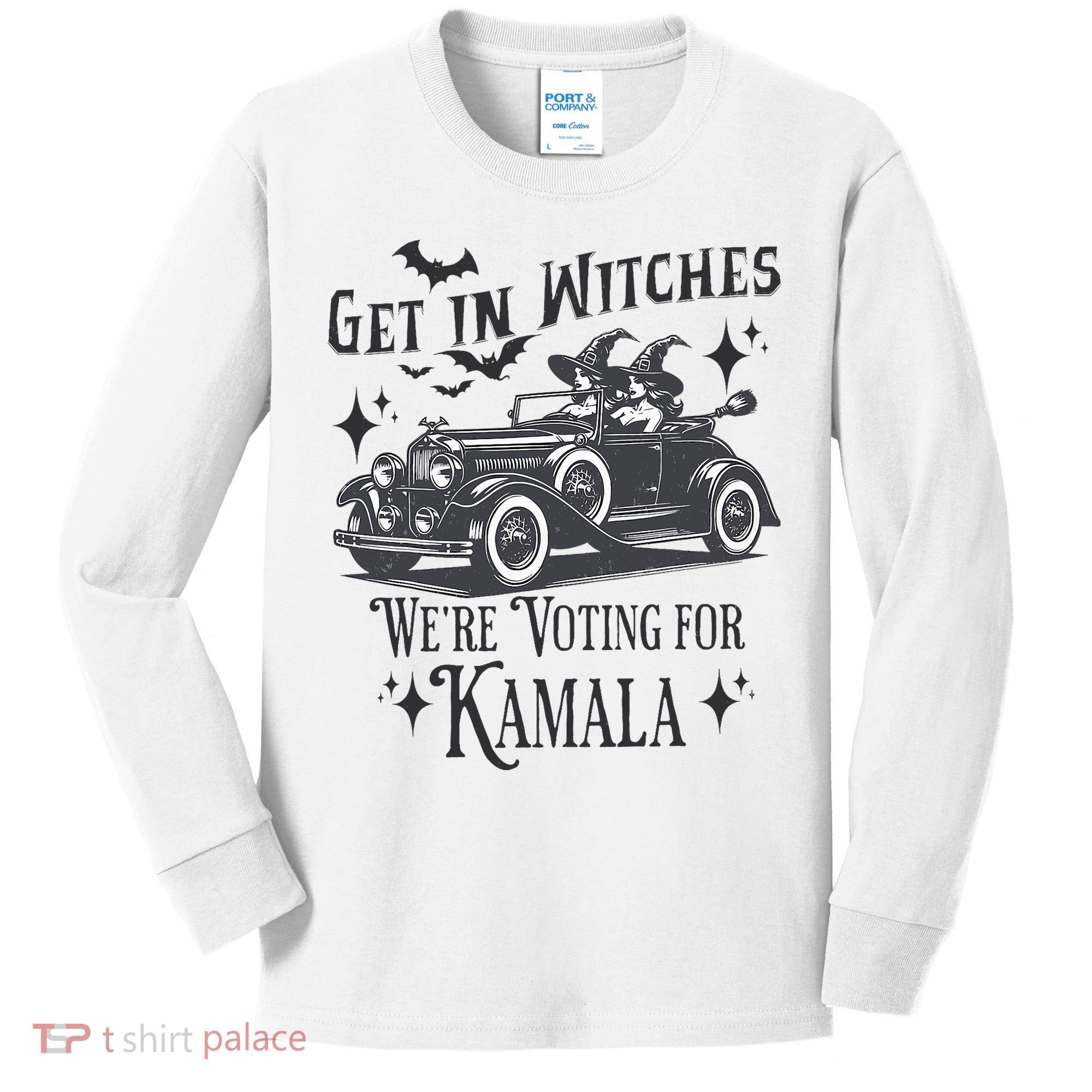 Get In Witches WeRe Voting For Kamala Halloween Harris Kids Long Sleeve Shirt