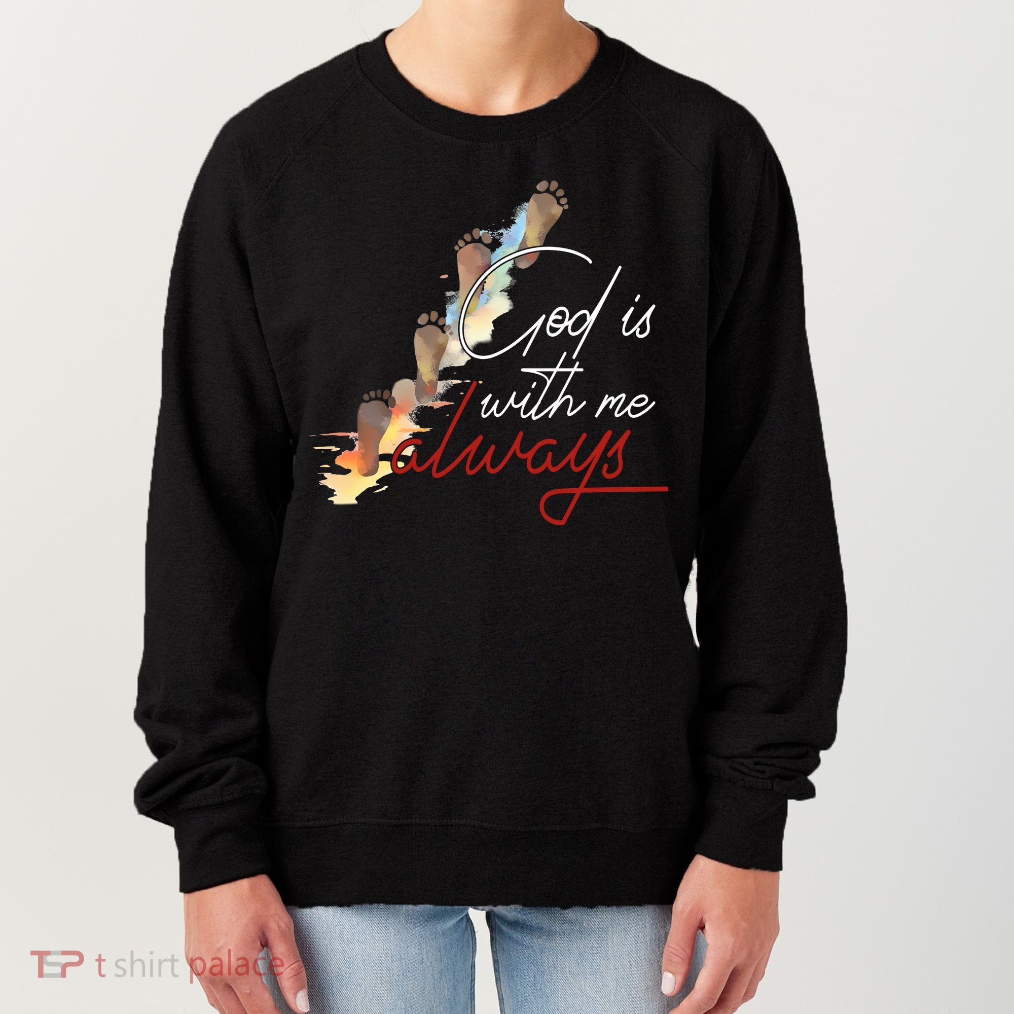 God Is With Me Always Footsteps Women's Sweatshirt