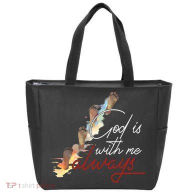 God Is With Me Always Footsteps Tote Bag