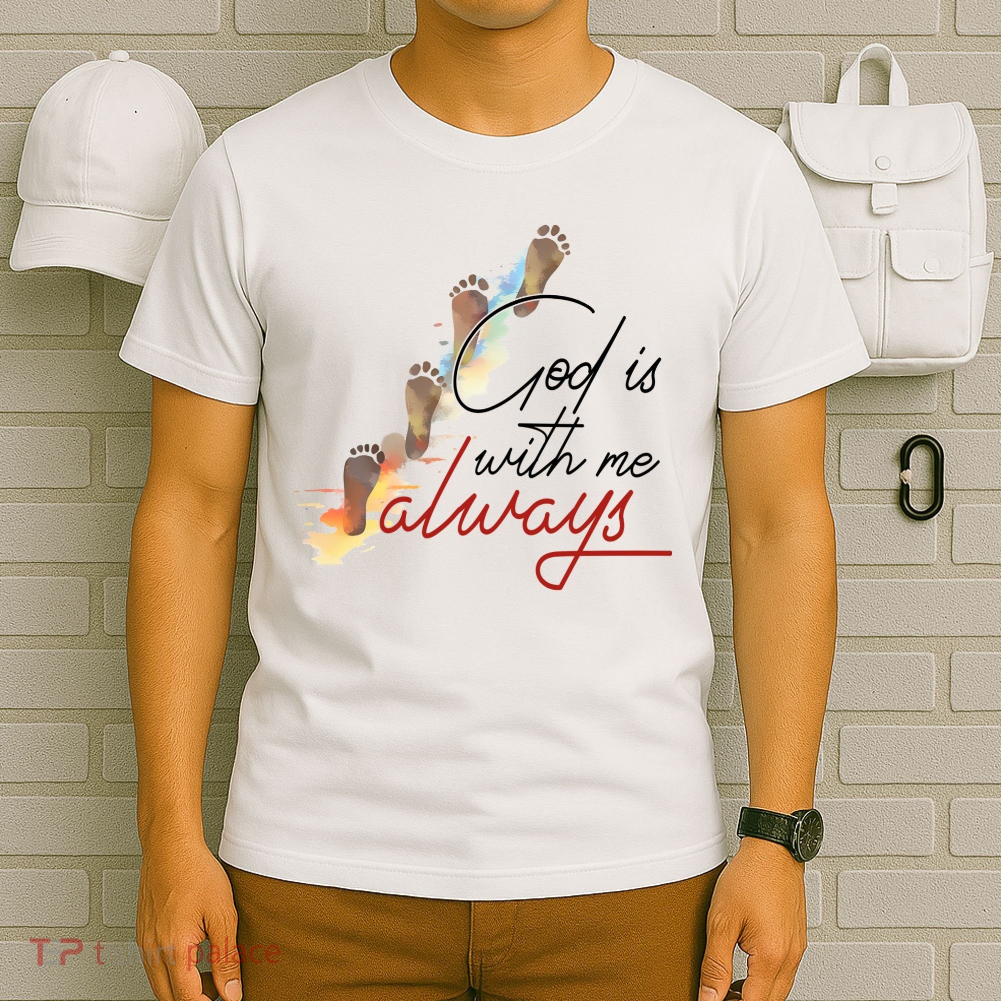 God Is With Me Always Footsteps T-Shirt