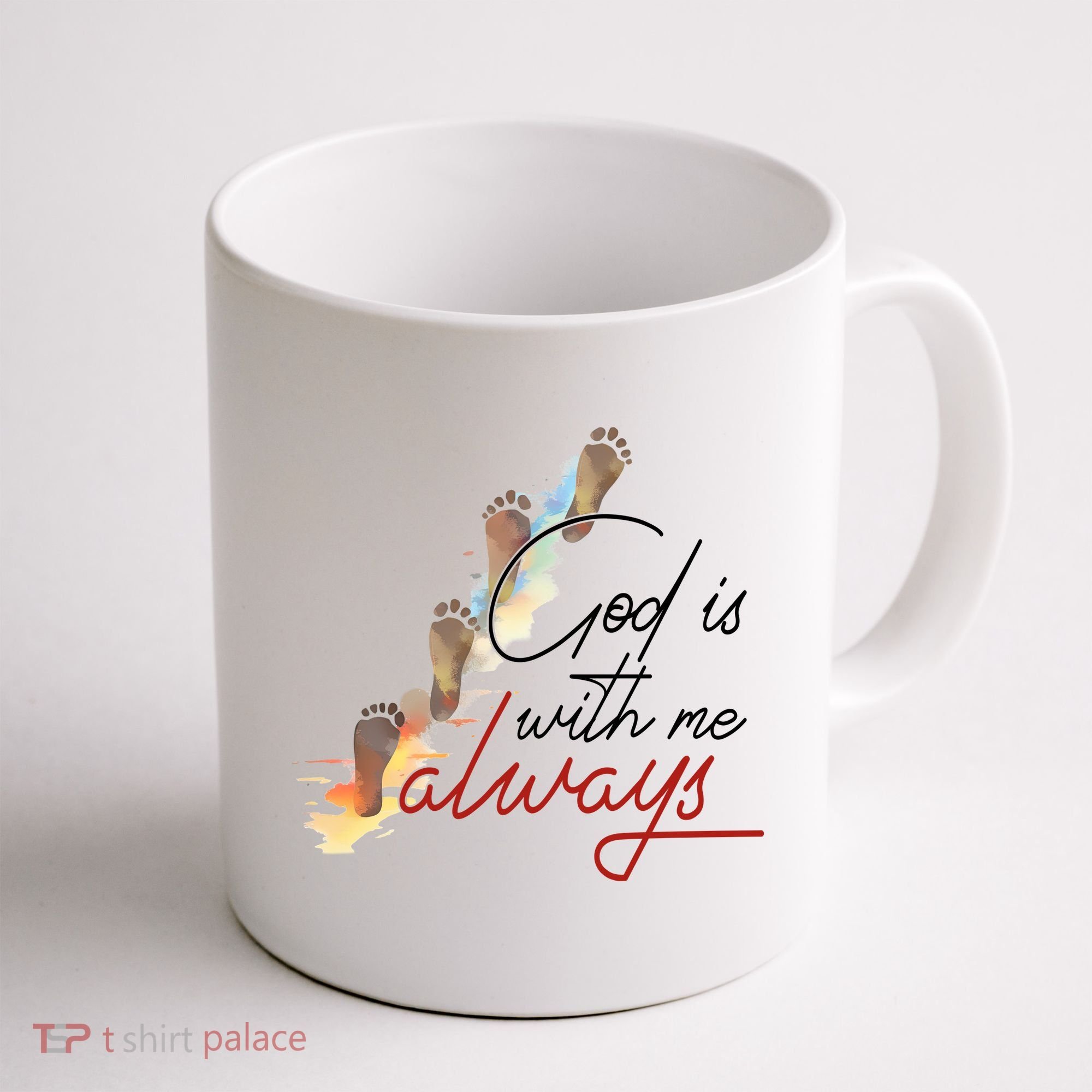 God Is With Me Always Footsteps Coffee Mug