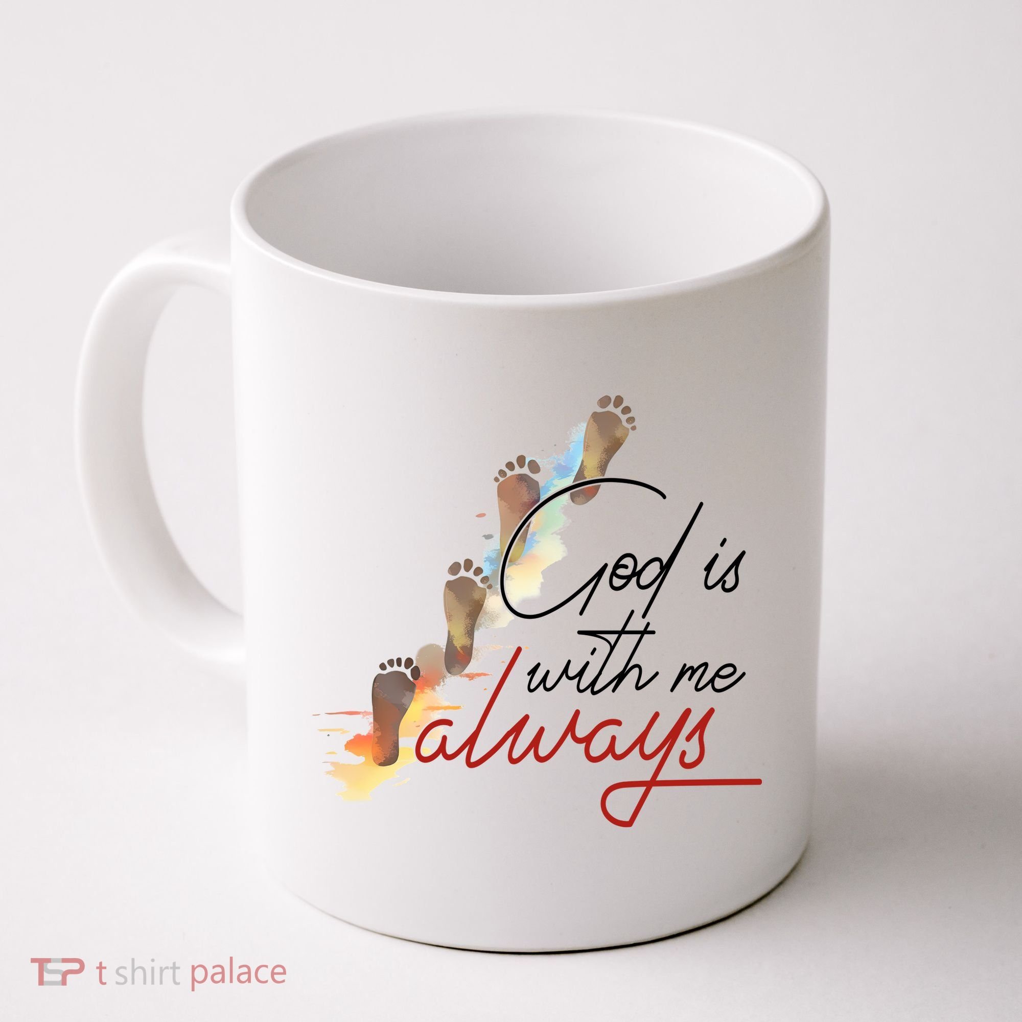 God Is With Me Always Footsteps Coffee Mug