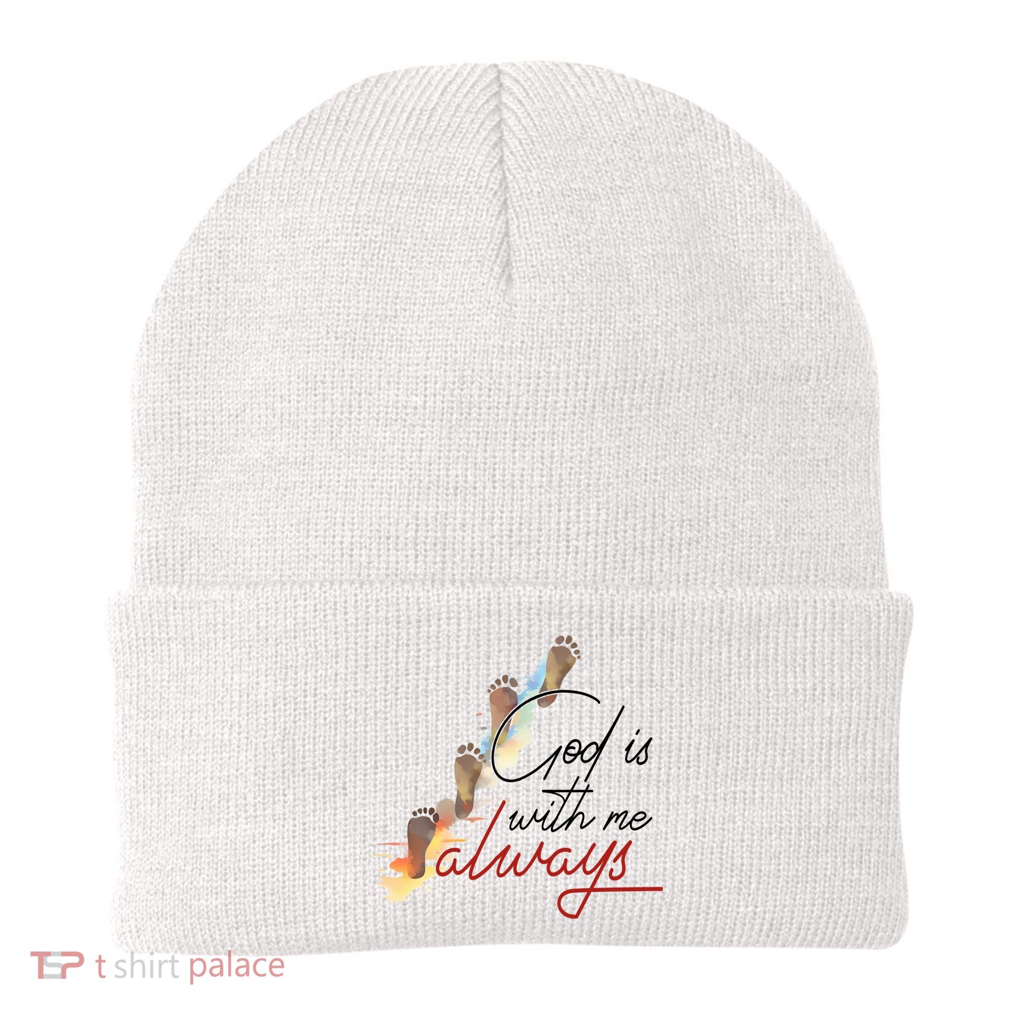 God Is With Me Always Footsteps Beanie