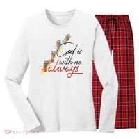 God Is With Me Always Footsteps Women's Long Sleeve Flannel Pajama Set  thumb 0
