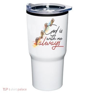 God Is With Me Always Footsteps Tumbler