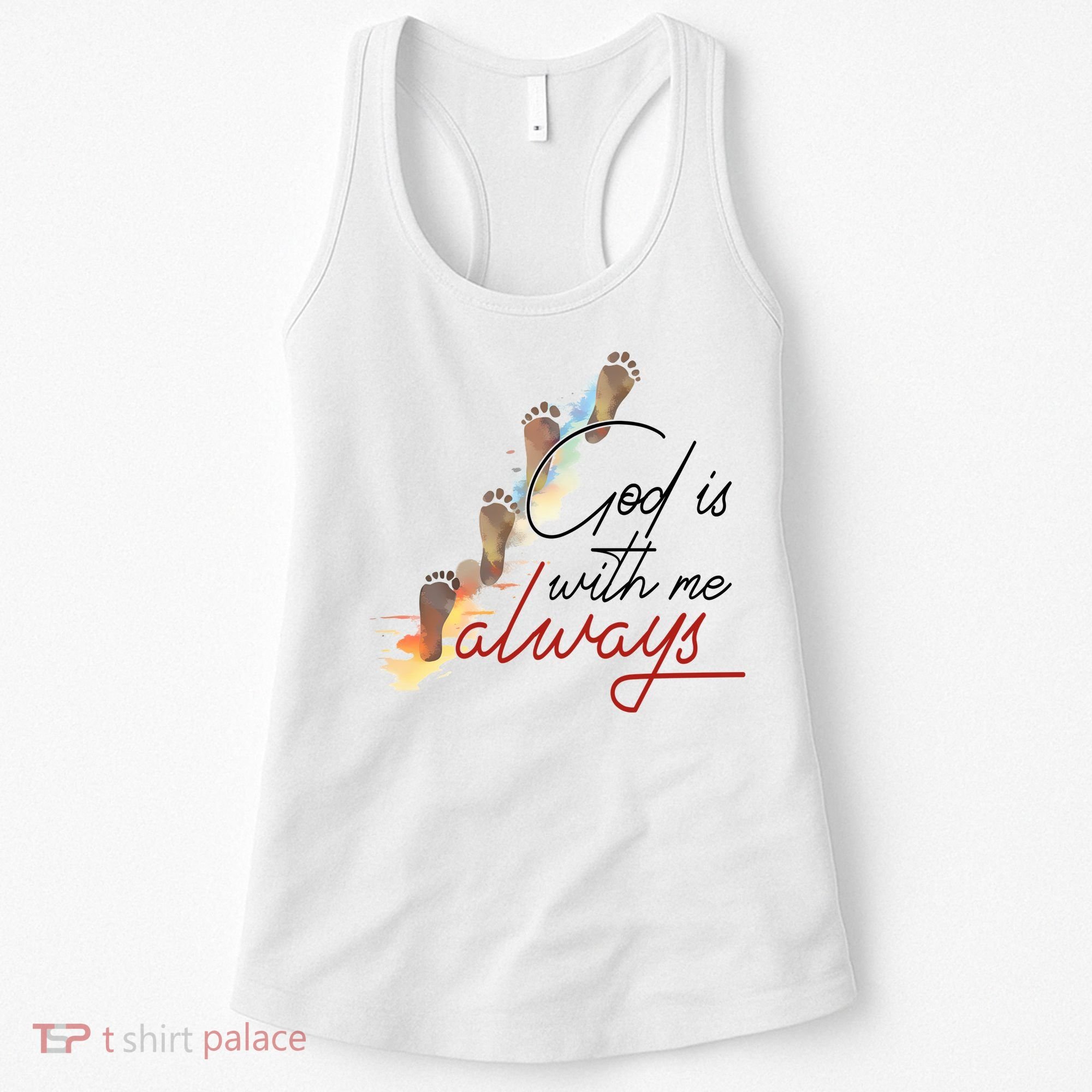 God Is With Me Always Footsteps Women's Tank Top