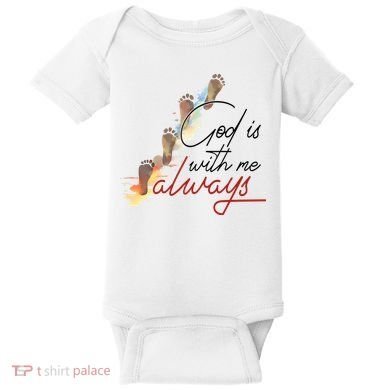 God Is With Me Always Footsteps Baby Bodysuit