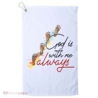 God Is With Me Always Footsteps Golf Towel thumb 0