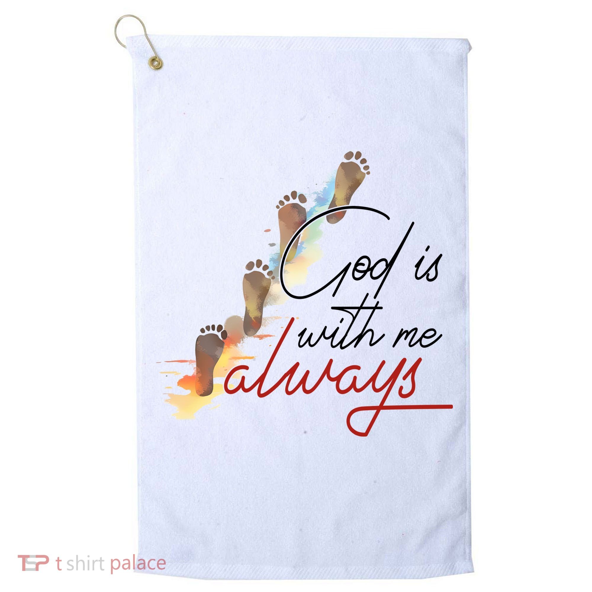 God Is With Me Always Footsteps Golf Towel