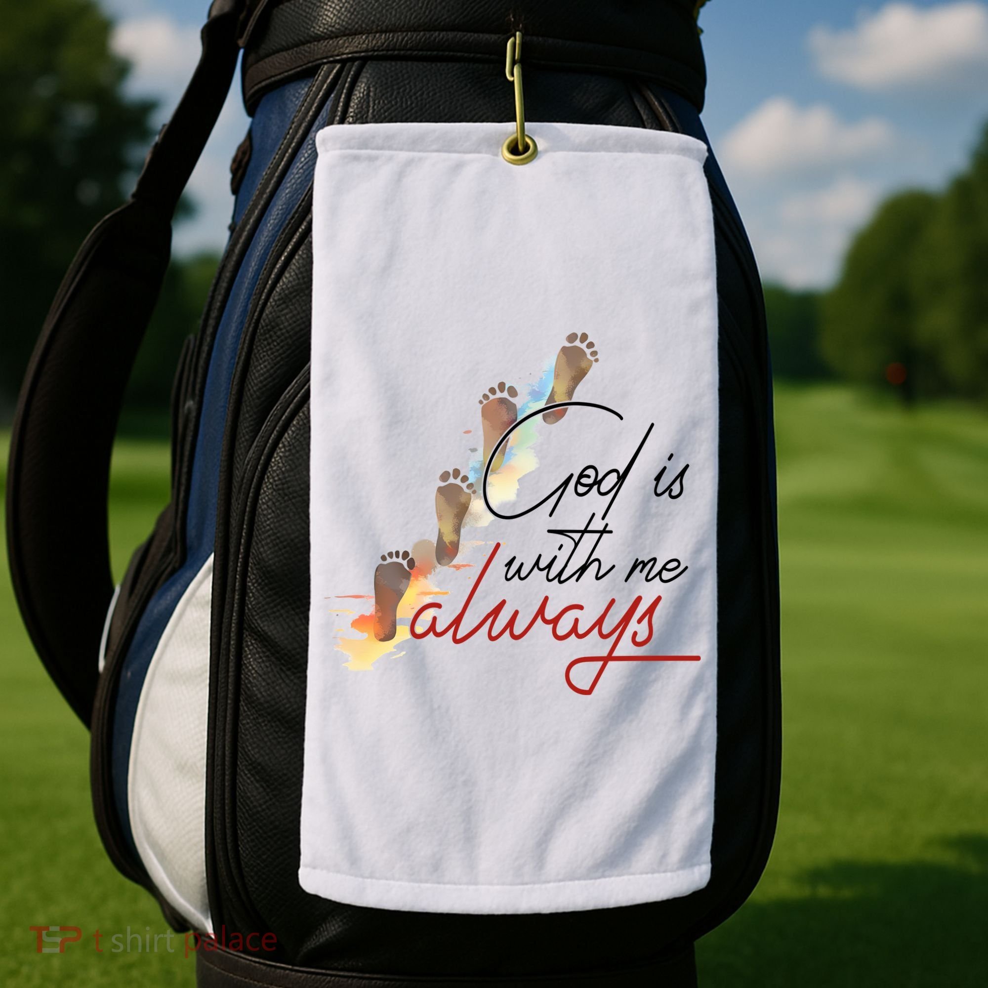 God Is With Me Always Footsteps Golf Towel
