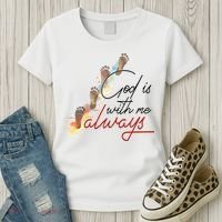 God Is With Me Always Footsteps Women's T-Shirt thumb 3