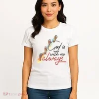 God Is With Me Always Footsteps Women's T-Shirt thumb 4