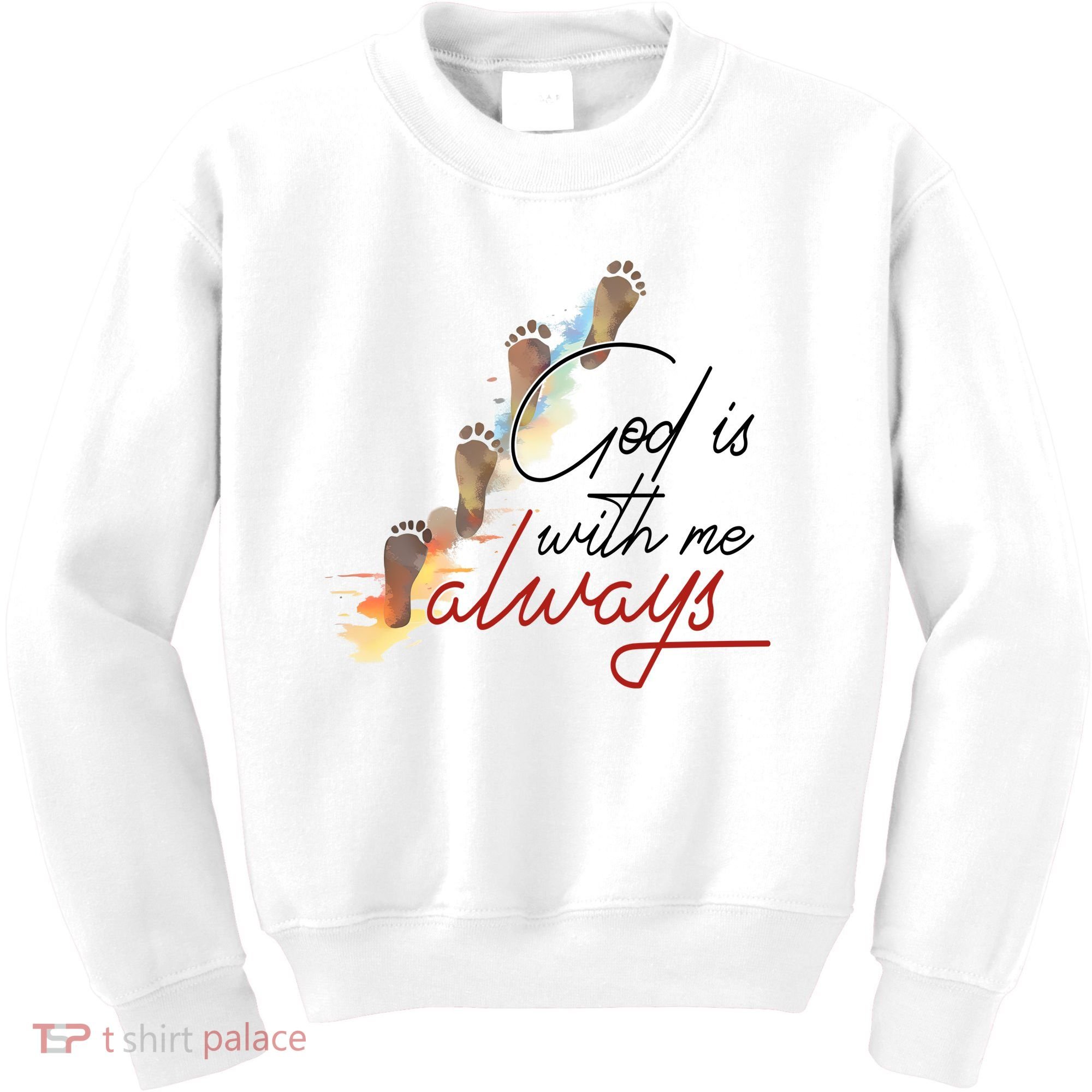 God Is With Me Always Footsteps Kids Sweatshirt