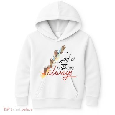 God Is With Me Always Footsteps Kids Hoodie