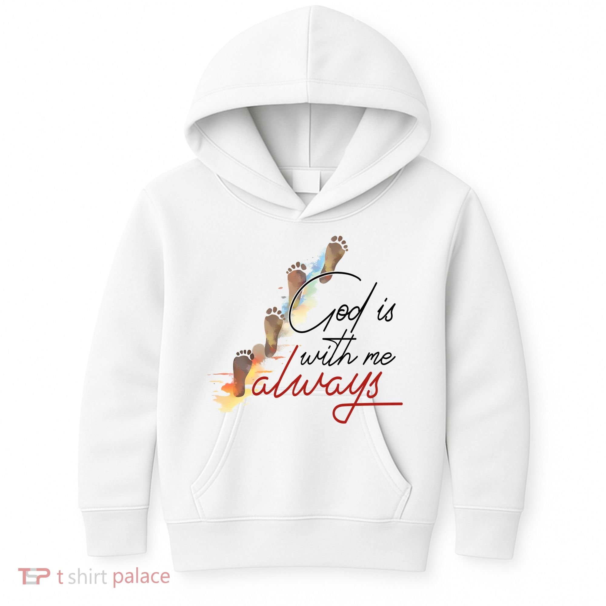 God Is With Me Always Footsteps Kids Hoodie