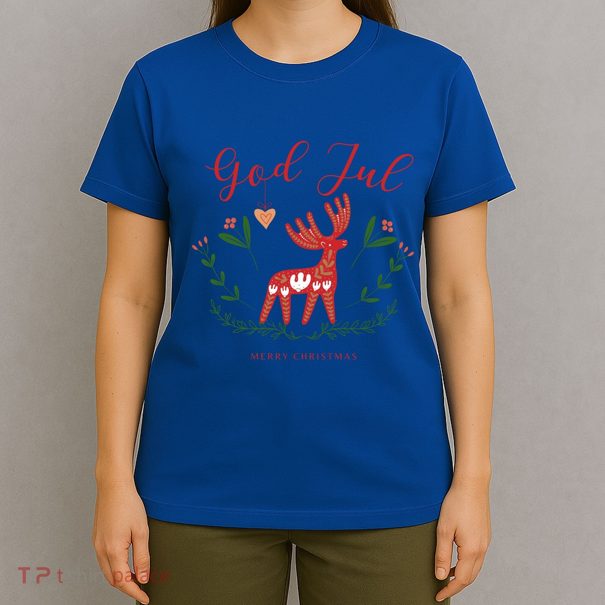 God Jul Christmas Reindeer Norwegian Xmas God Jul Norway Cute Gift T-Shirt