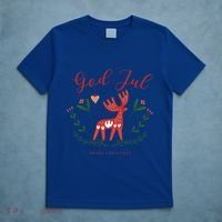 God Jul Christmas Reindeer Norwegian Xmas God Jul Norway Cute Gift T-Shirt thumb 5