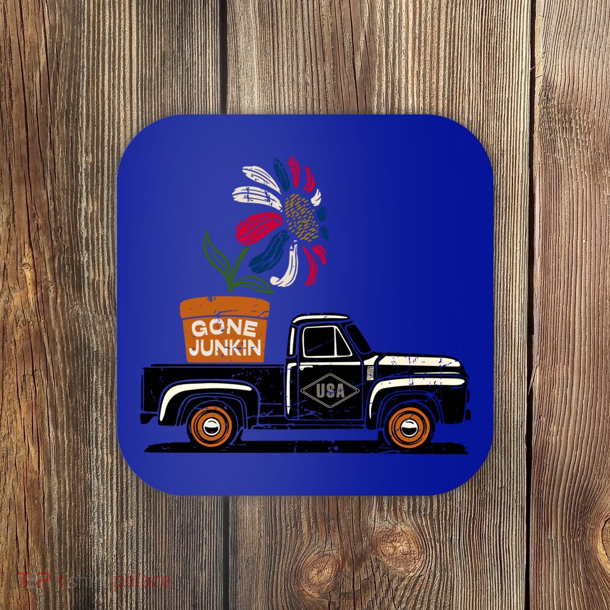 Gone Junkin Gift Antique Junk Thrifting Hunt Patriotic American Cute Gift Coaster