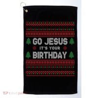 Go Jesus It's Your Birthday Ugly Christmas Golf Towel thumb 0