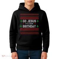 Go Jesus It's Your Birthday Ugly Christmas Kids Hoodie thumb 4