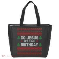 Go Jesus It's Your Birthday Ugly Christmas Tote Bag thumb 0