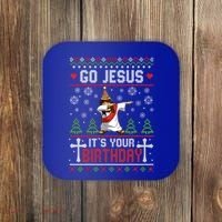 Go Jesus ItS Your Birthday Ugly Christmas Funny Gift Coaster thumb 0