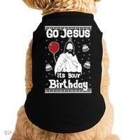 Go Jesus Its Your Birthday Ugly Christmas Doggie Tank thumb 0