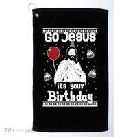 Go Jesus Its Your Birthday Ugly Christmas Golf Towel thumb 0