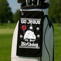 Go Jesus Its Your Birthday Ugly Christmas Golf Towel thumb 2