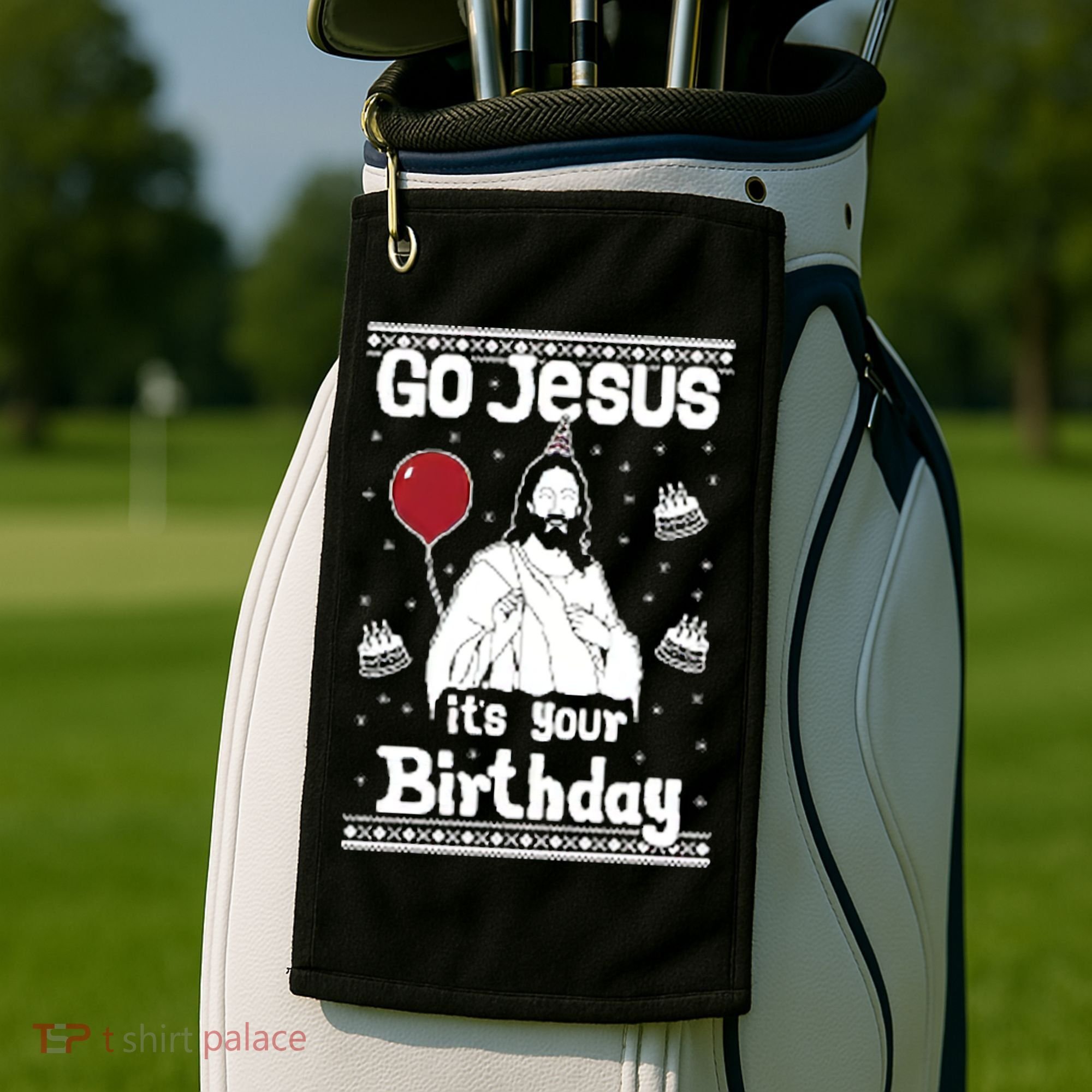 Go Jesus Its Your Birthday Ugly Christmas Golf Towel