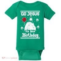 Go Jesus Its Your Birthday Ugly Christmas Baby Bodysuit thumb 0