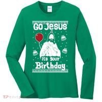 Go Jesus Its Your Birthday Ugly Christmas Women's Long Sleeve Shirt thumb 0