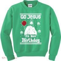 Go Jesus Its Your Birthday Ugly Christmas Kids Sweatshirt thumb 0
