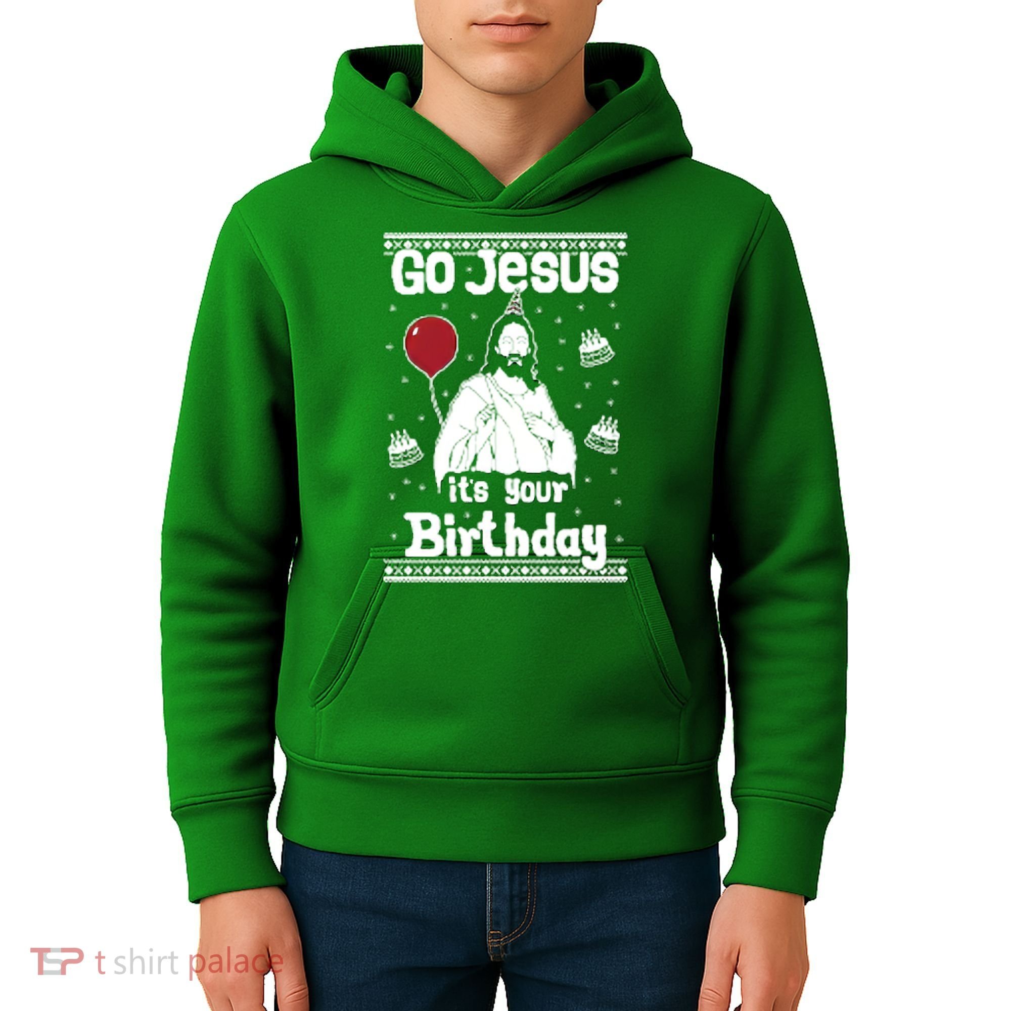 Go Jesus Its Your Birthday Ugly Christmas Kids Hoodie