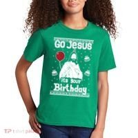 Go Jesus Its Your Birthday Ugly Christmas Kids T-Shirt thumb 2