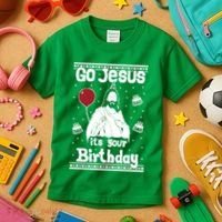Go Jesus Its Your Birthday Ugly Christmas Kids T-Shirt thumb 3