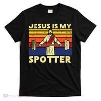 Gym Jesus Is My Spotter Christian Workout Lifting T-Shirt thumb 0