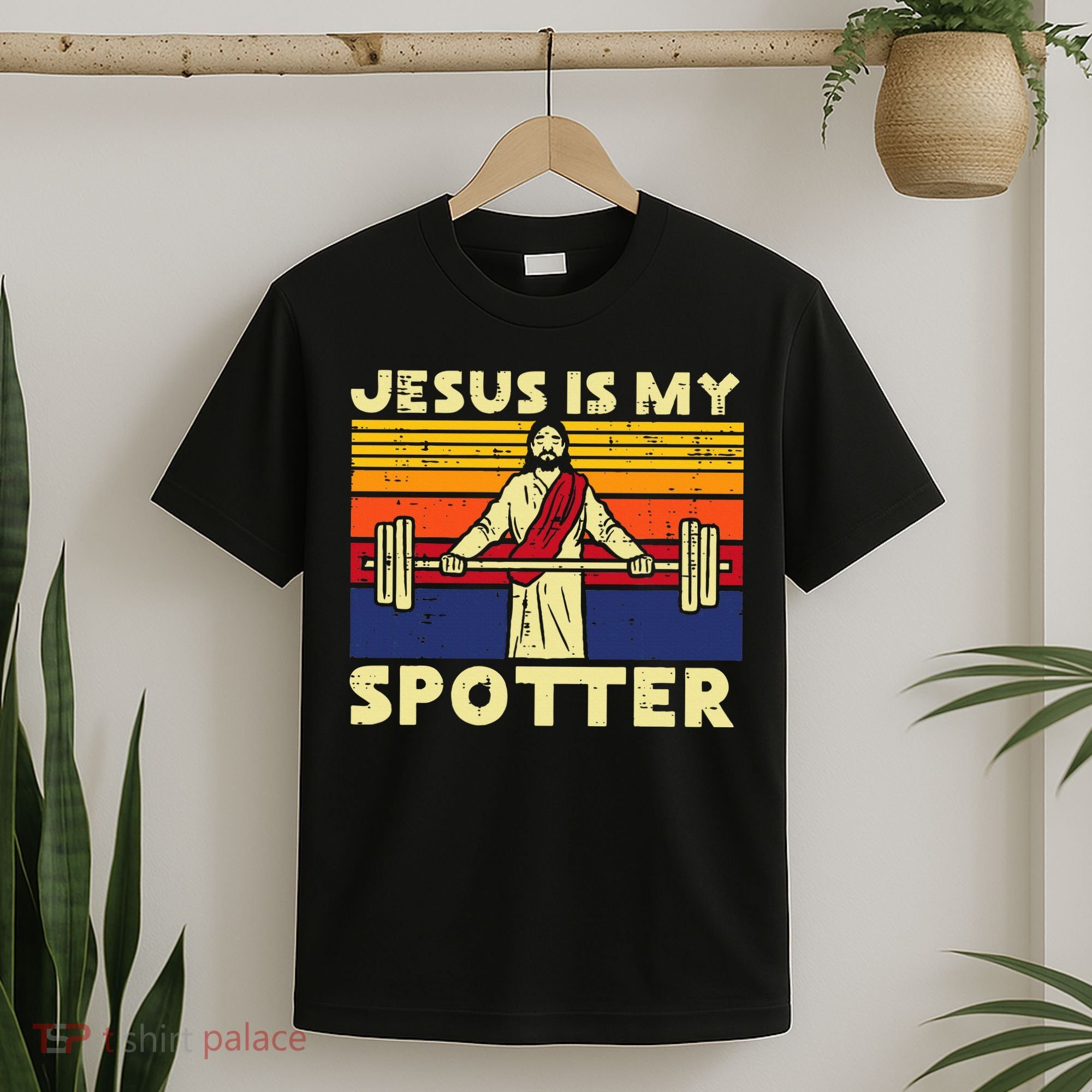 Gym Jesus Is My Spotter Christian Workout Lifting T-Shirt