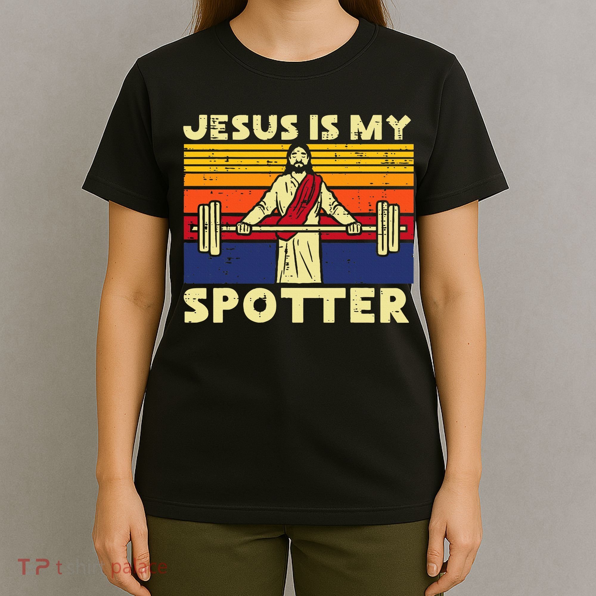 Gym Jesus Is My Spotter Christian Workout Lifting T-Shirt