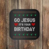 Go Jesus It's Your Birthday Ugly Christmas Party Coaster thumb 0