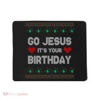Go Jesus It's Your Birthday Ugly Christmas Party Mousepad thumb 0