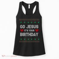 Go Jesus It's Your Birthday Ugly Christmas Party Women's Tank Top thumb 0
