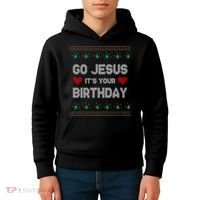 Go Jesus It's Your Birthday Ugly Christmas Party Kids Hoodie thumb 4