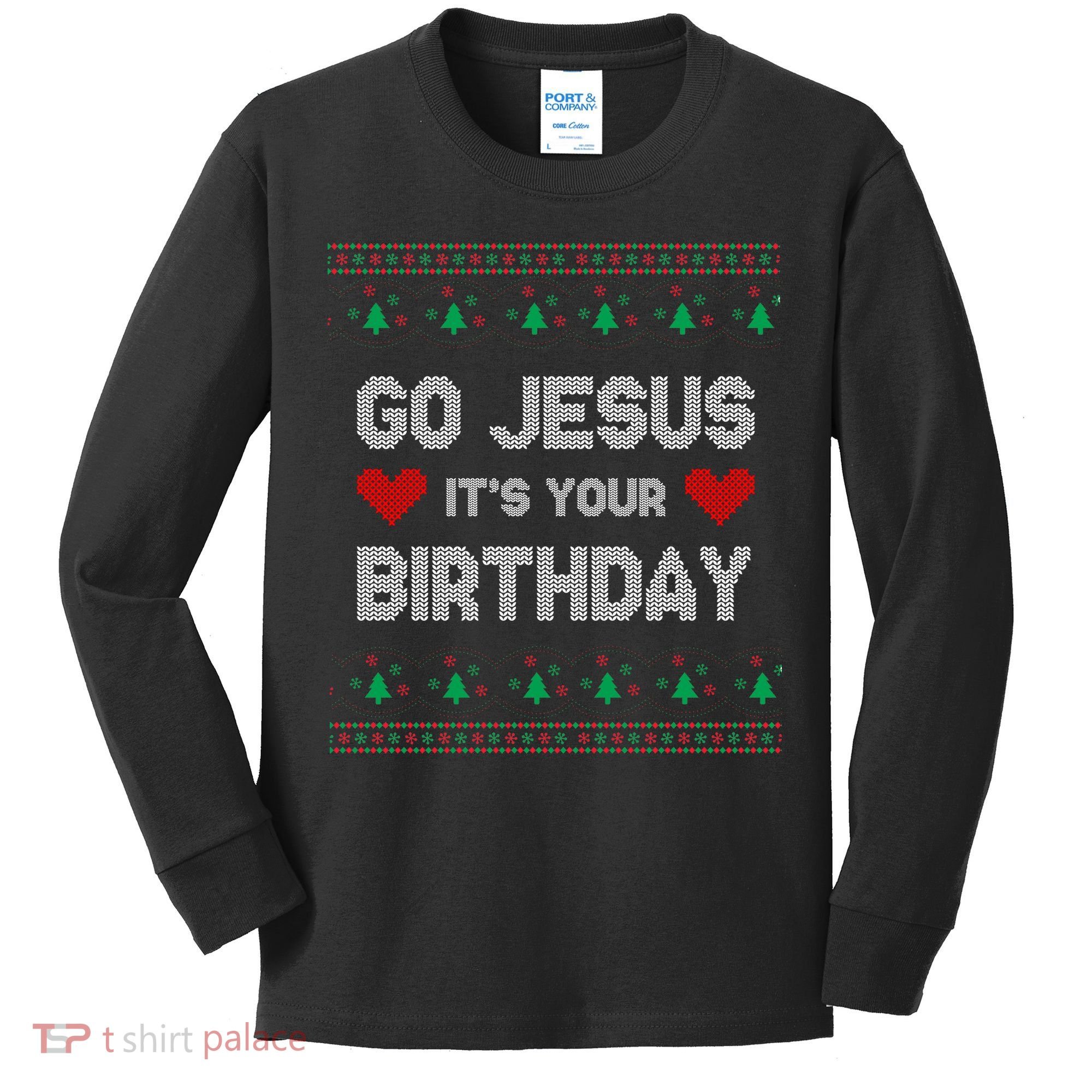 Go Jesus It's Your Birthday Ugly Christmas Party Kids Long Sleeve Shirt