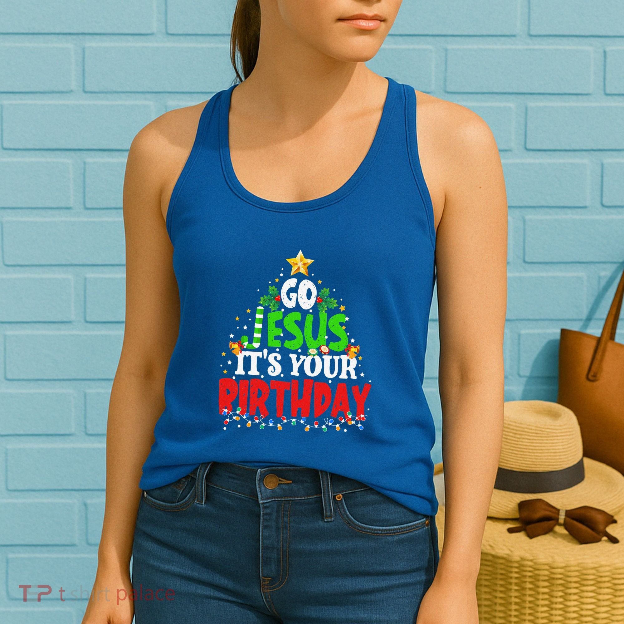 Go Jesus Its Your Birthday Christmas Family Matching Pajama Women's Tank Top