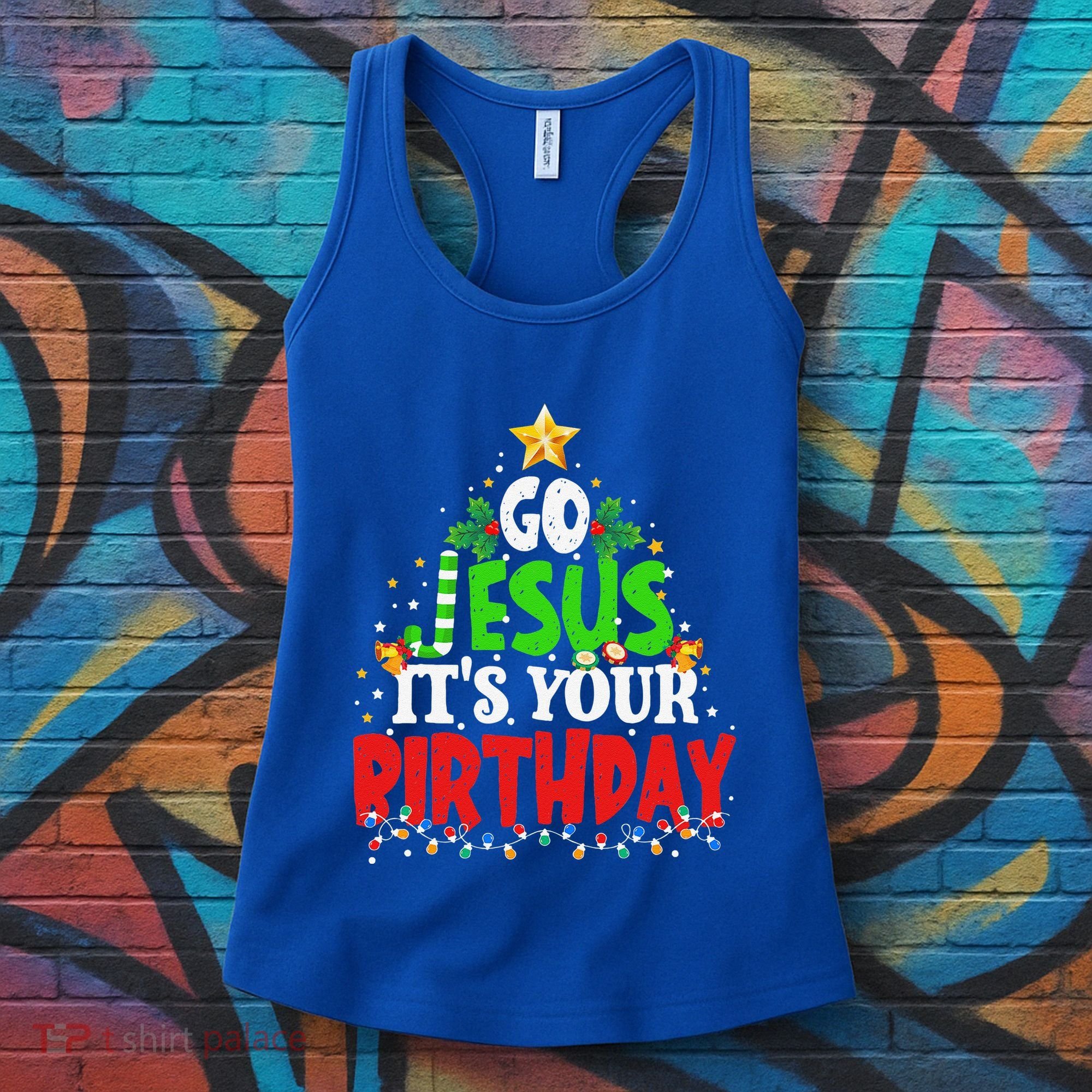 Go Jesus Its Your Birthday Christmas Family Matching Pajama Women's Tank Top