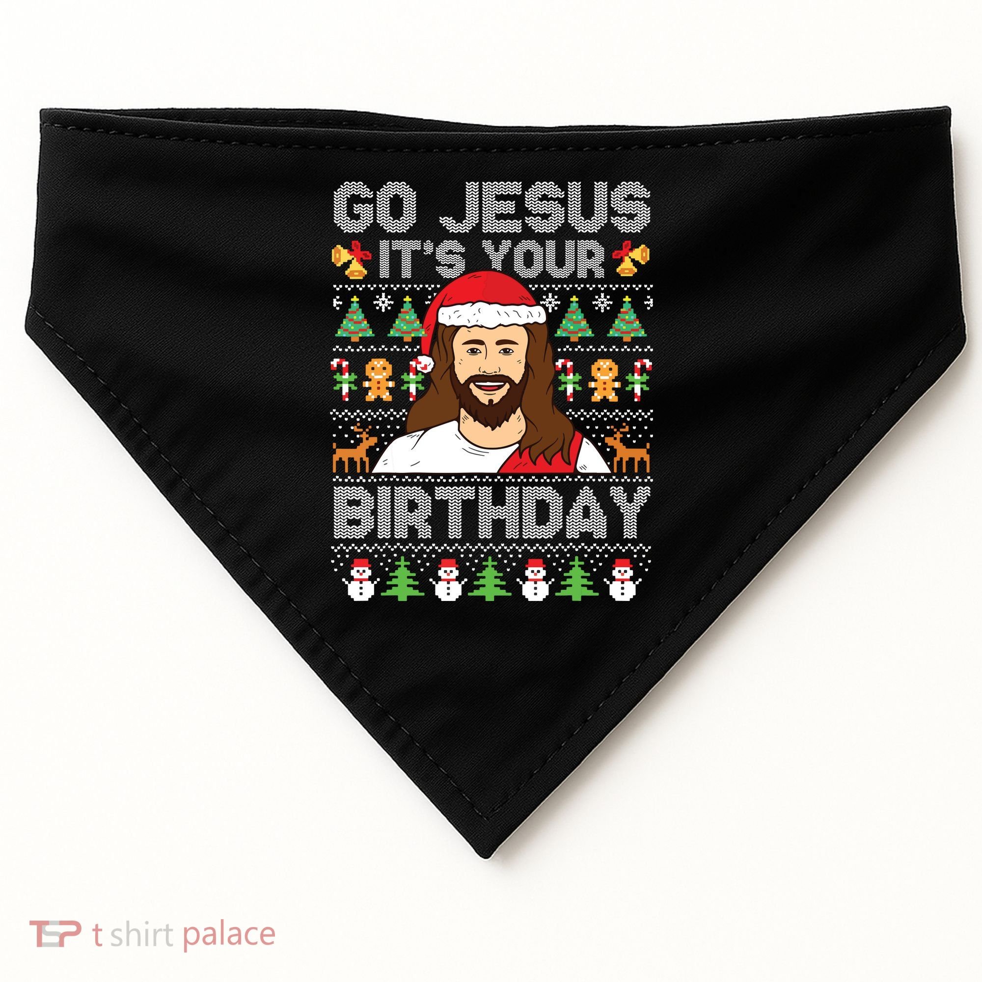 Go Jesus Its Your Birthday Ugly Christmas Sweater Funny USA-Made Doggie Bandana