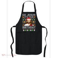 Go Jesus Its Your Birthday Ugly Christmas Sweater Funny Apron thumb 0