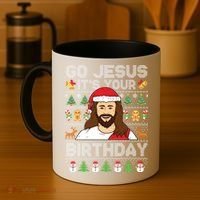 Go Jesus Its Your Birthday Ugly Christmas Sweater Funny Coffee Mug thumb 4